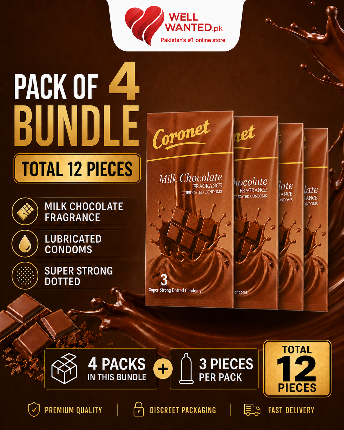 Coronet Milk Chocolate Flavored Dotted Condoms (12-Pack)