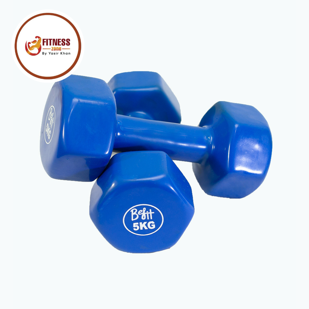 Vinyl Coated Dumbbells Pair (1kg to 5kg) – Non-Slip Fixed Weight Hand Dumbbells for Men & Women | Home Gym, Strength Training, Toning & Warm-Up | Colour-Coded, Floor-Friendly