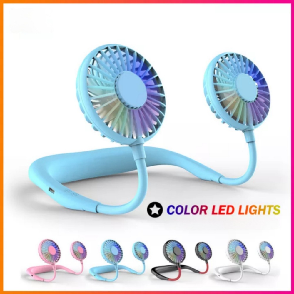Wearable Neck Fan With RGB Lights And Folding Handheld Design, USB Rechargeable Portable Mini Fan For Kitchen, Cooking, Travel And Outdoor Use