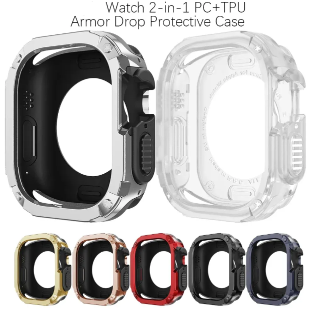 Armor Case for Smartwatch 49mm – Rugged Bumper Cover with Screen Protector, Shockproof TPU + Hard PC Shell