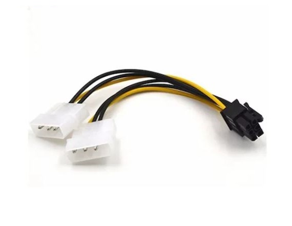 Dual Molex 4-pin to 6-pin PCI Express (PCI-e) Power Adapter Cable for Graphics Card Genuine Branded
