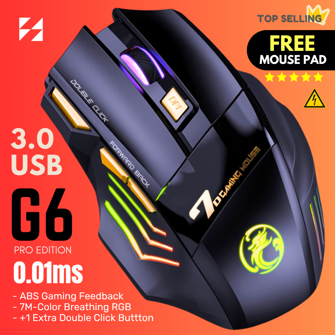 RGB PRO Gaming Mouse USB Wired with 3200 DPI | Optical Computer Mouse with 7 Buttons Braided Wire | Ergonomic Mechanical Backlit Gaming Mouse with FREE Mouse Pad Combo for Laptop PC Desktop Gaming Office Streamers – One Click Pick