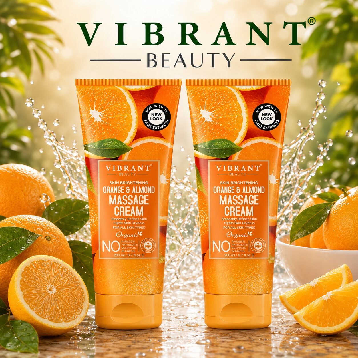 Vibrant Beauty Orange & Almond Massage Cream Combo Pack | Personal Care Set | 200ml