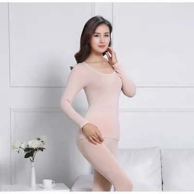 Women's Thermal Underwear Set For Inner Wear, Long Sleeve Top And