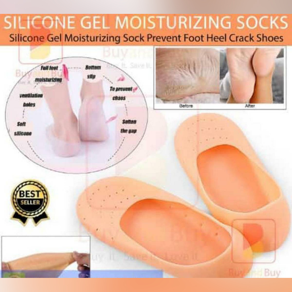 Silicone moisturizing socks