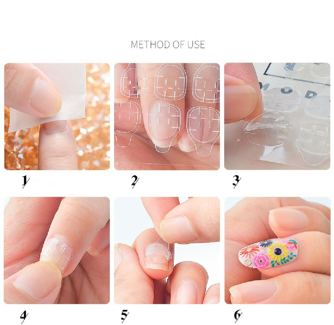 120Pcs/5sheets False Nails Sticker Transparent Double-Side Adhesive Tapes Stickers Press On Nail Tips Extension Stick Tools