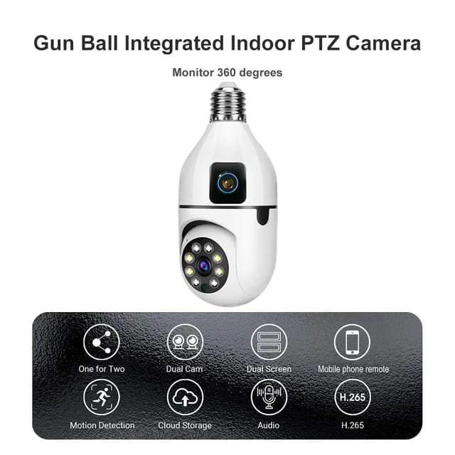 360° Wireless WiFi HD Security Camera | Smart Bulb CCTV Camera with Night Vision & Motion Detection | Weatherproof for Home & Outdoor Use