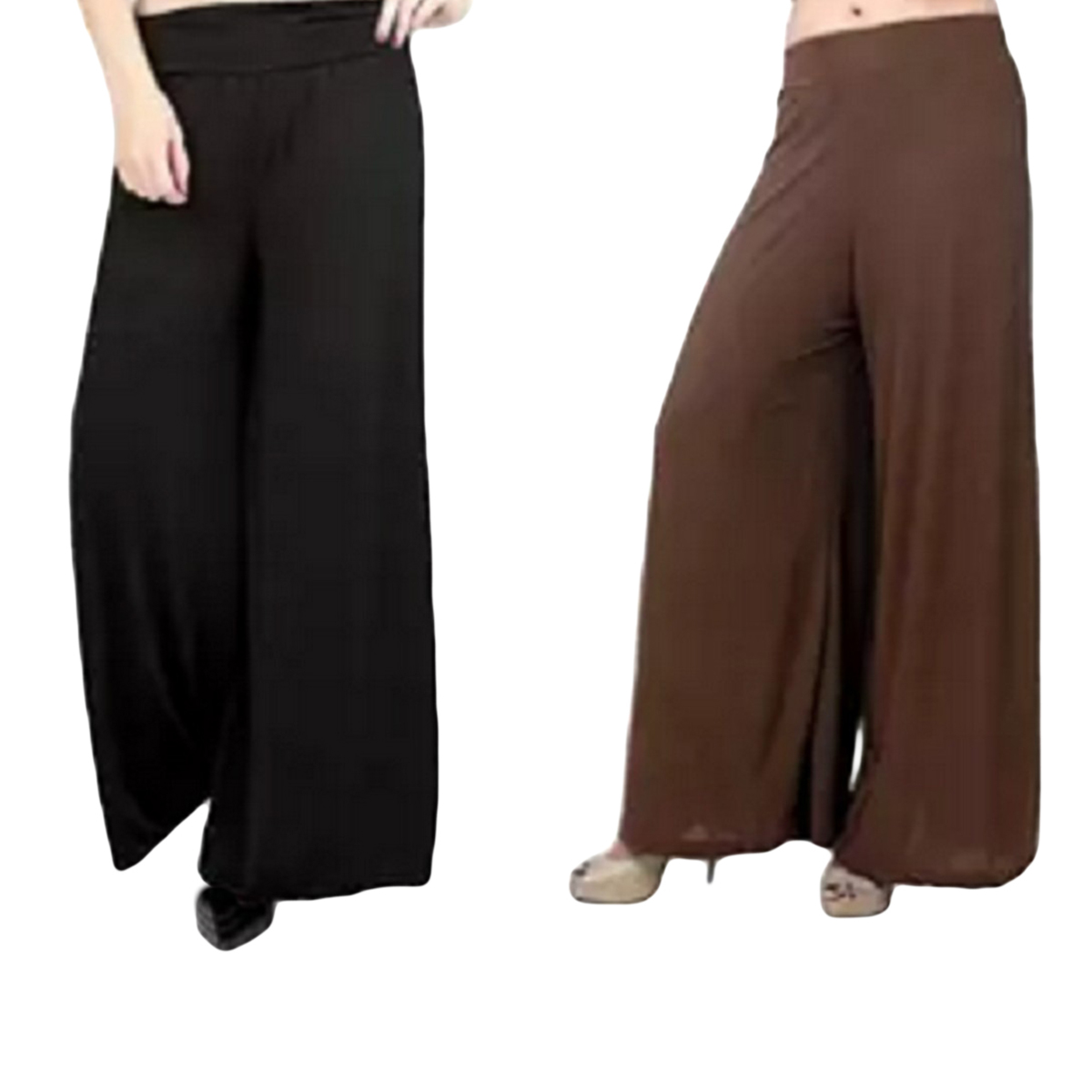 Pack Of 2 Bundle Offer Viscose Long Palazzo Pants for Women (Black-Brown)