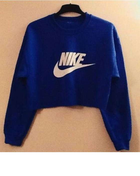 blue cropped sweatshirt