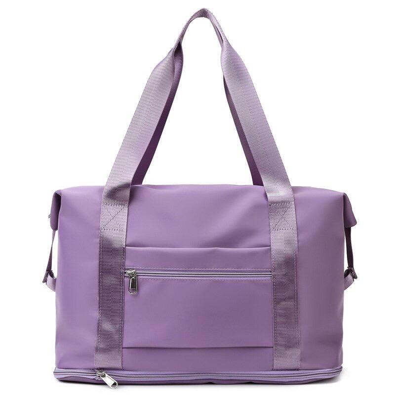 Travel Bag Waterproof Weekender Bags Oxford Cloth Luggages Handbag Shoulder Bag Traveling Bag Dry and Wet Separation Sport Bag Fitness Bag Gym Totes for Men Women ( Pink/Black)
