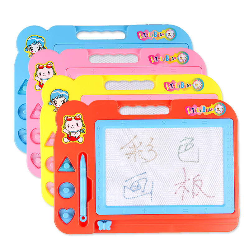Magic Slate Drawing and Writing Board for Kids Children's Color Magnetic Magic Slate Drawing Board Cartoon Color Writing Board with 3 shapes Stamp Baby educational children's toys writing print drawing board magnetic board Best Gift For Kids