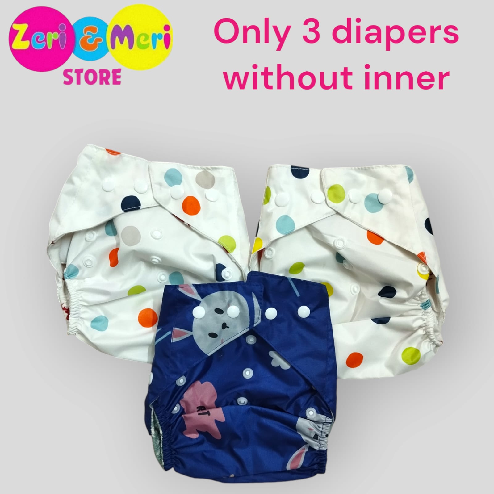 Zeri & Meri Baby Washable Diapers 3 Size 0- 8 years and also available Inner Baby Girls and Boys (RENDOM COLOR)