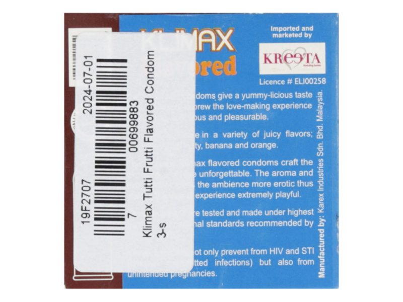 klimax flavored tuttifruti Condom 2 pieces