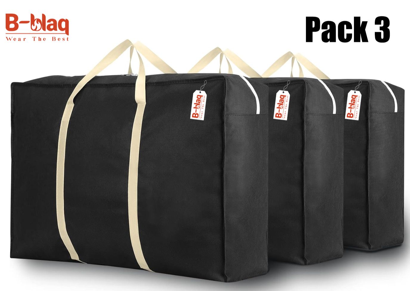 Pack 3 Quilt Storage Bag Quilt Storage Smooth Zipper Folding Quilt Storage Widen Handle Large Capacity Travel House Blanket Storage Household Products Blanket Storage Bag