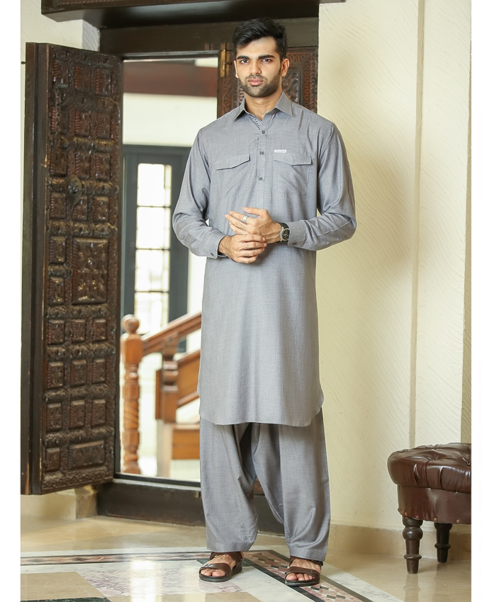 Peter Sham Shalwar Suit H-9221 Steel Gray