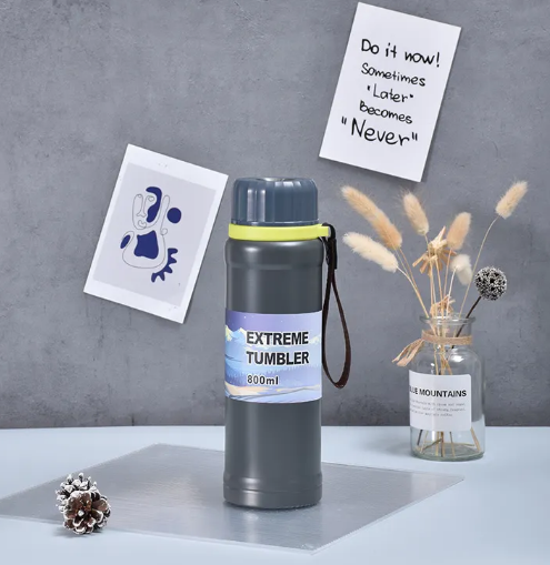 800Ml Solid Color Stainless Steel Tumbler Travel Mug Gym Workout Water Bottle Thermos Sports Vacuum Insulated Flask