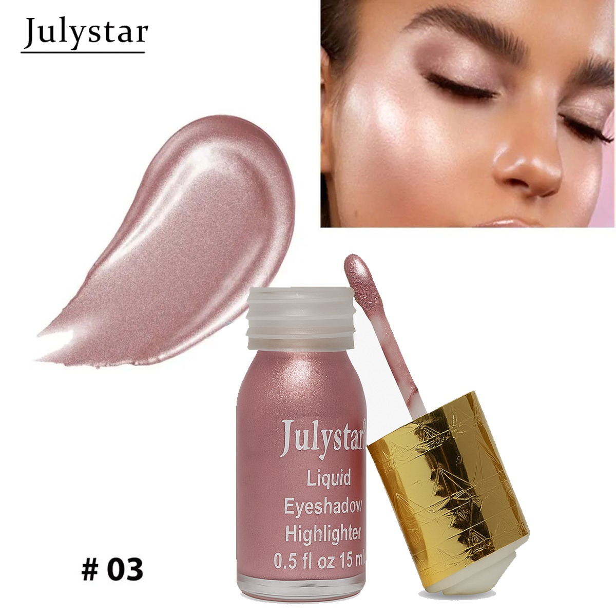 Huxiabeauty Silky Glow Liquid Eyeshadow Highlighter Quick Dray Best Shine  For Girls And Women 15ml