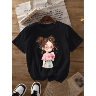 Black Doll Graphic T-Shirt – Premium Cotton Summer Tee