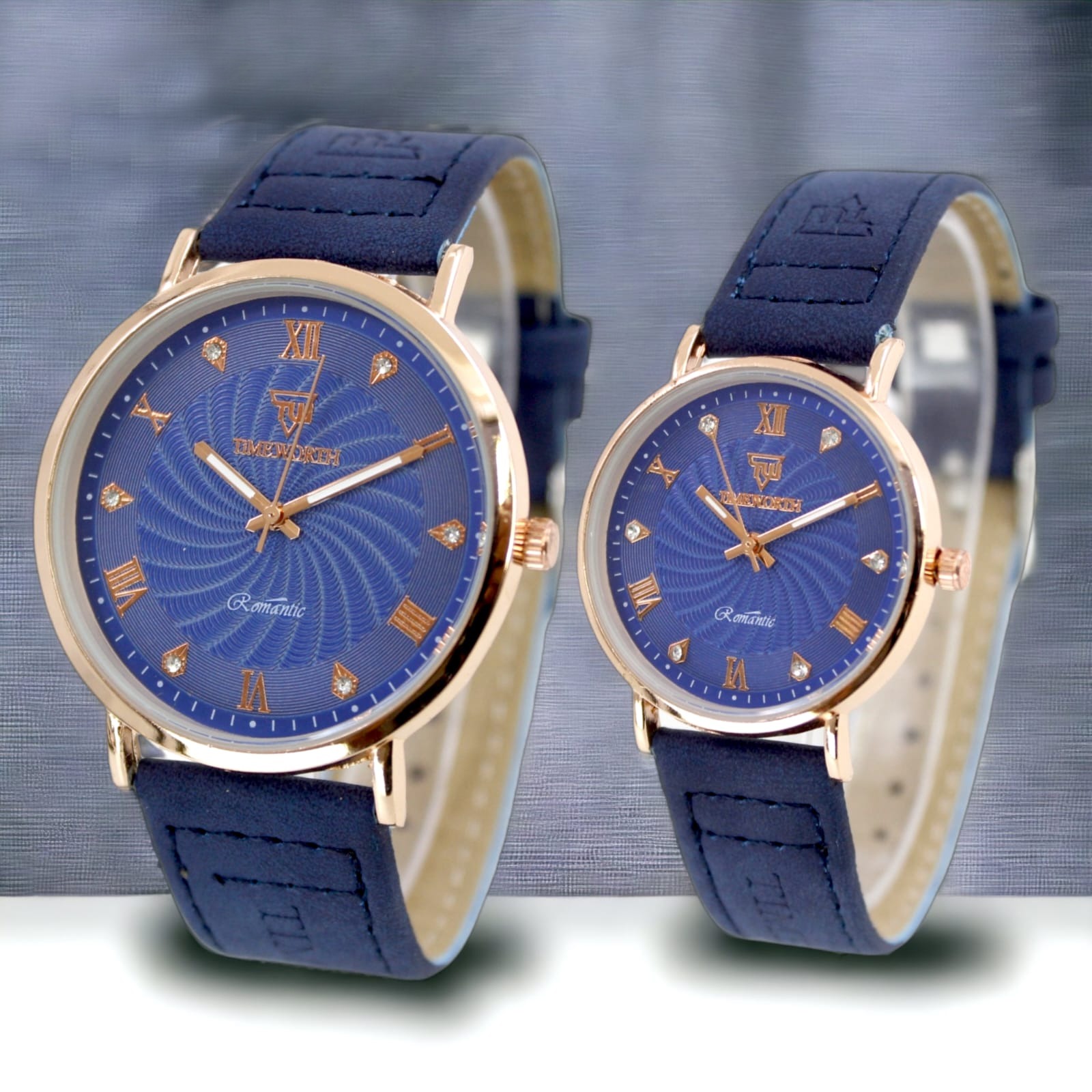 Fashionable Watches pack of 2 Precious Look Casual/Formal Round Black Premium Artificial Leather Watch For Couple, Couple Watches