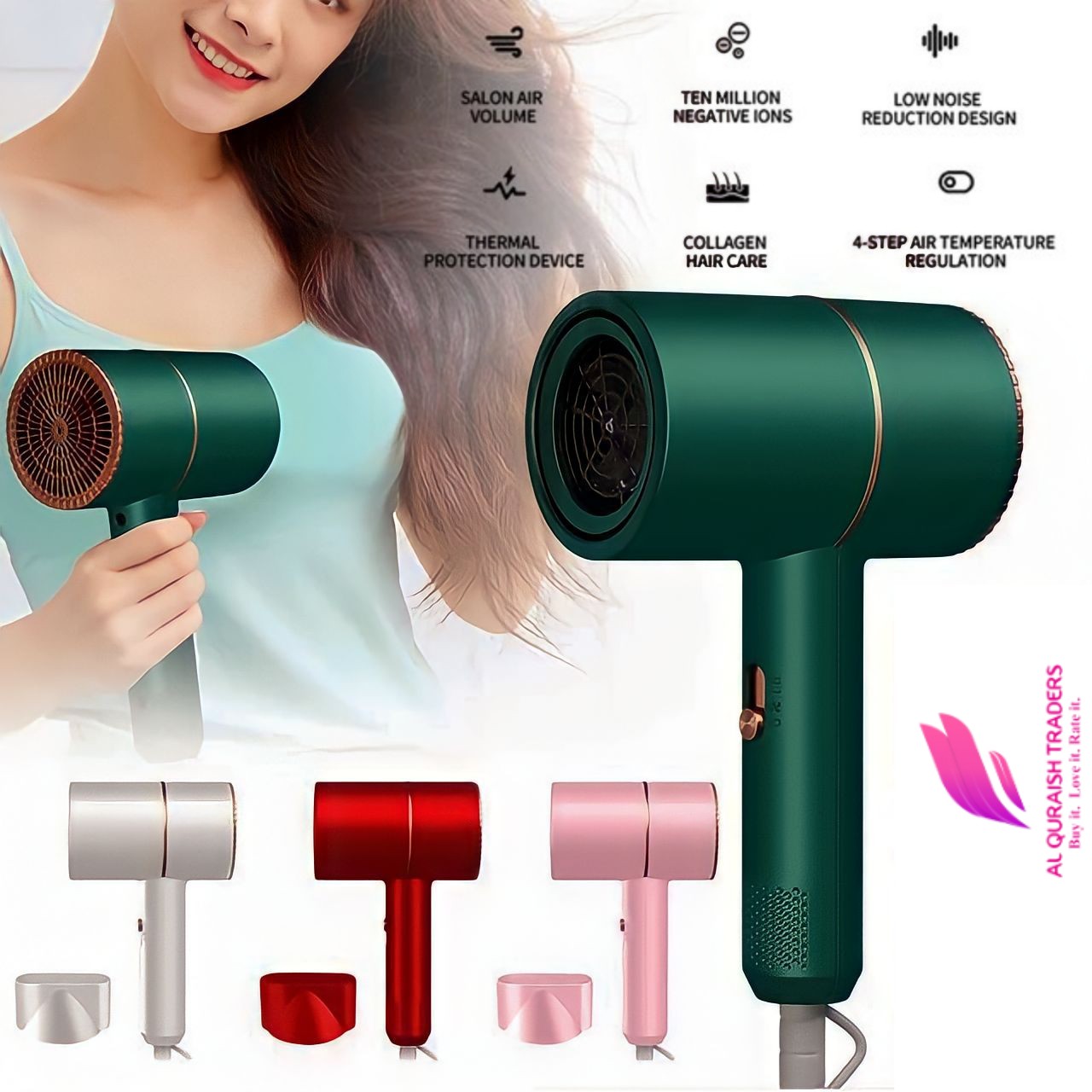 Powerful Ionic Hair Dryer 1300w For Home Saloncolorsilver 低廉