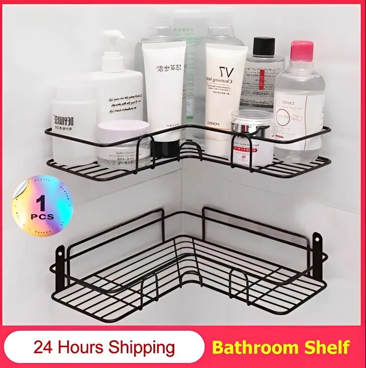 Bathroom Shelf Shampoo Storage Rack Holder Kitchen Punch Corner