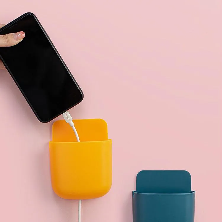 Wall Mounted Stand for Mobile || Remote || Many Other Things || With Double Tape - Mobile Phone Holder Multifunction Wall Mounted Storage Box Charger Hook Cable Charging Dock