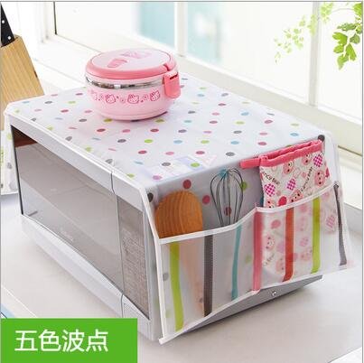 Microwave Dust Cover Waterproof Double Pocket Storage Bag Microwave Oven Cover (Multi Design & Color)
