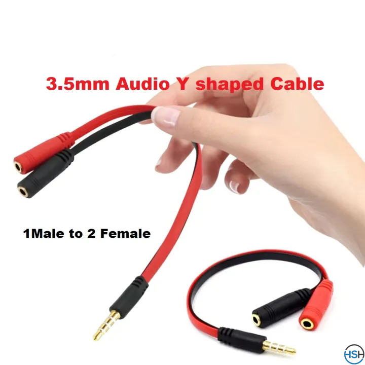 3.5mm Audio Splitter Cable 1 Male to 2 Female Headphone & Mic Adapter Mutual Convertors for PS4,Xbox One S,Tablet,Mobile Phone,PC Gaming Headsets New Version Laptop Black and Red