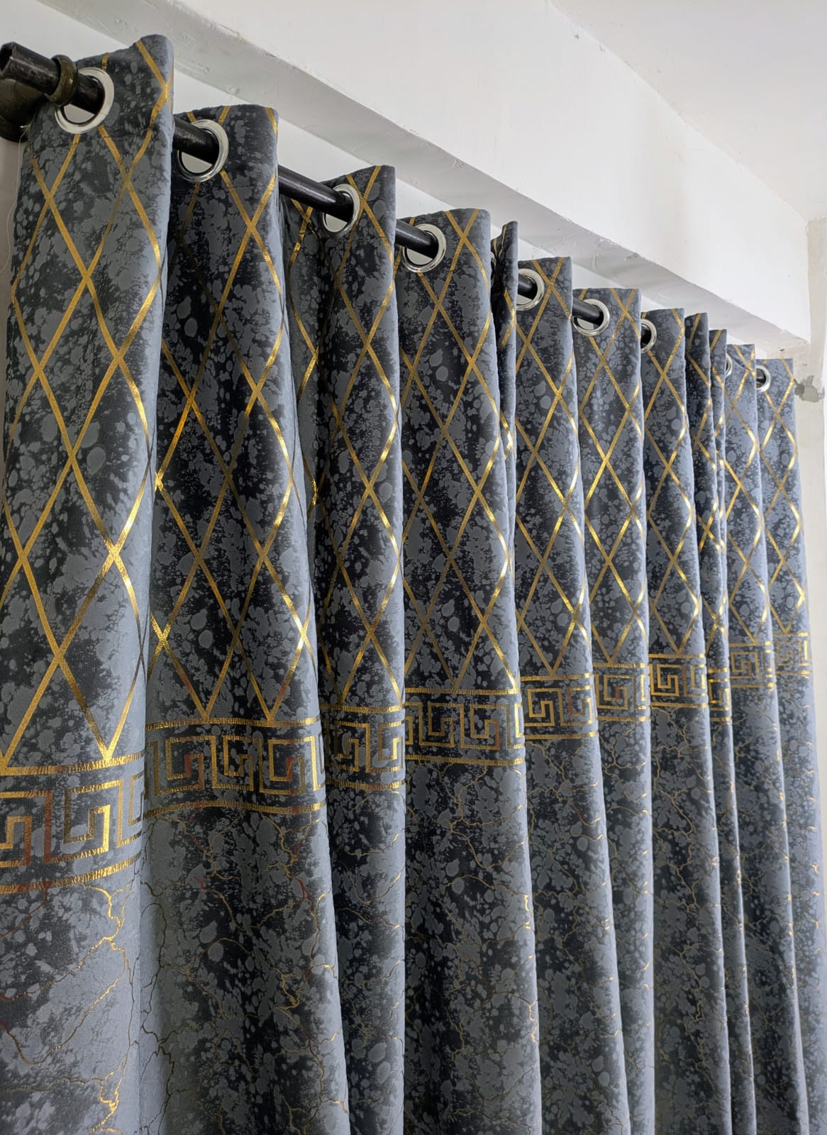 Export Golden Sparkles Texture Curtain 55x92,48x108 Inches, Ready to Hang, Easy to Wash, 1pc