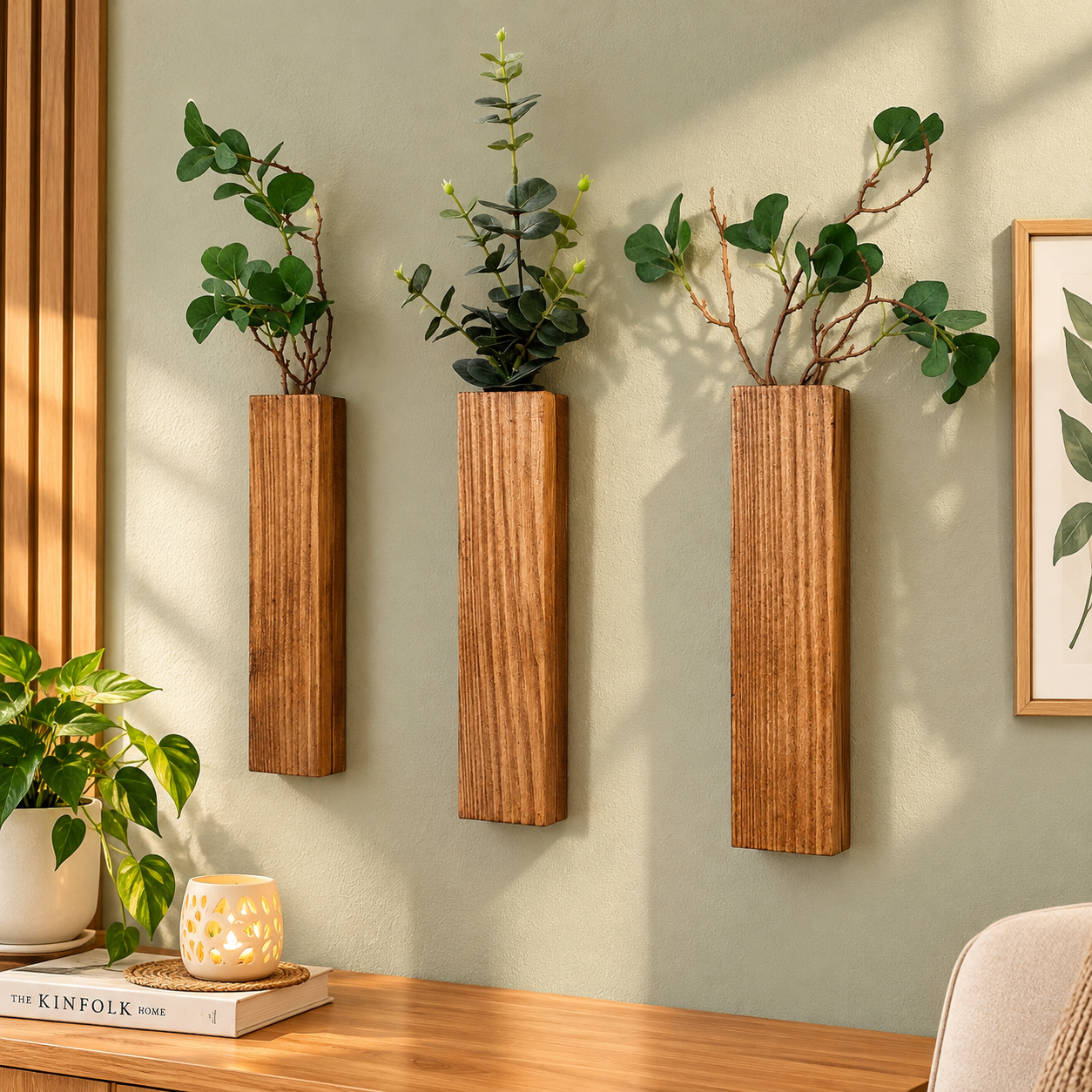 Bilal Accessory Store Wooden Wall Art | New Design Premium Quality Wall Art | Wood Wall Pocket | Wood Hanging Vase for Greenery or Dried Flowers | Wood pocket | Wooden wall vase | Pocket vase | Wall flower holder | rustic wall decor | minimalist Wood Art