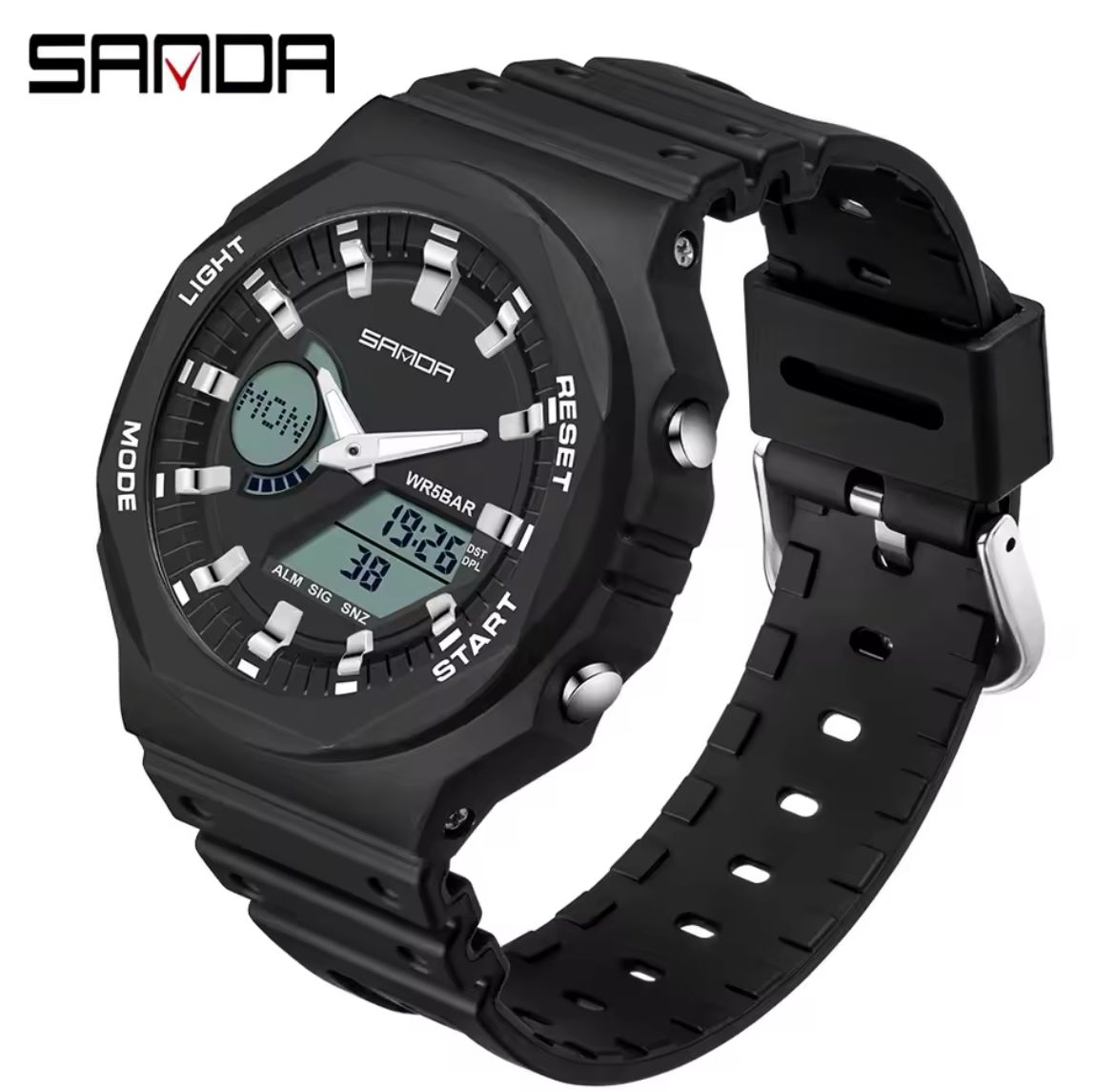 MEN'S Dual Time Wrist Sports Watch Sanda 6016 Waterproof WorldTime Model