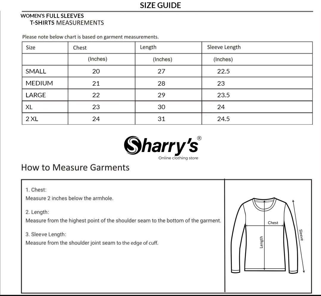 Sharrys Full Sleeves T shirt For Womens Basic Plain 100% Organic Cotton t shirt For Girls New arrivals Casual Summer Wear ( Black )