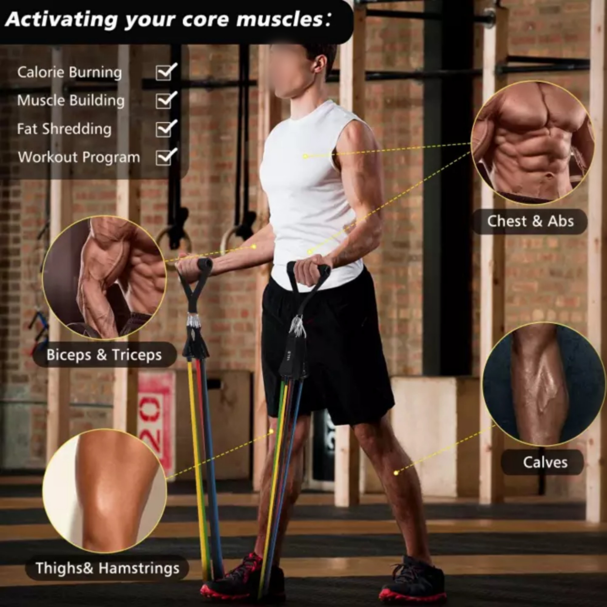Power Exercise Resistance Band Set for Pull Up  Body Fitness & Workout Loop Bands with Door Anchor