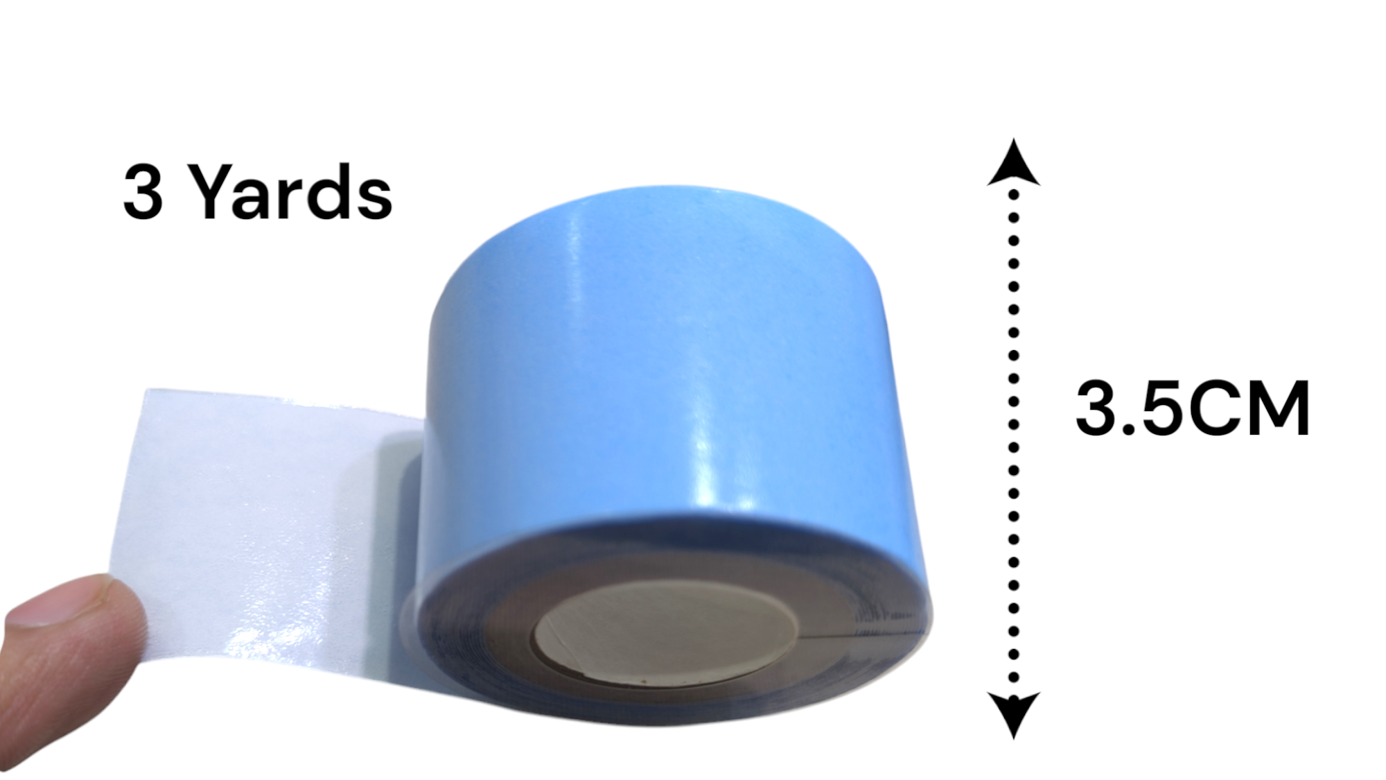 Walker Lace Front Support Tape Roll - No-Shine Blue Double-Sided Hair System Tape - 1 cm, 2 cm & 1 inch Widths, 3 to 36 Yards