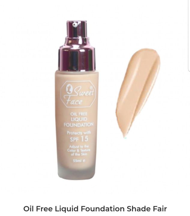 Sweet Face Oil Free Liquid Foundation 55ML 100% Waterproof Protect With SPF 15 (Fair 01)
