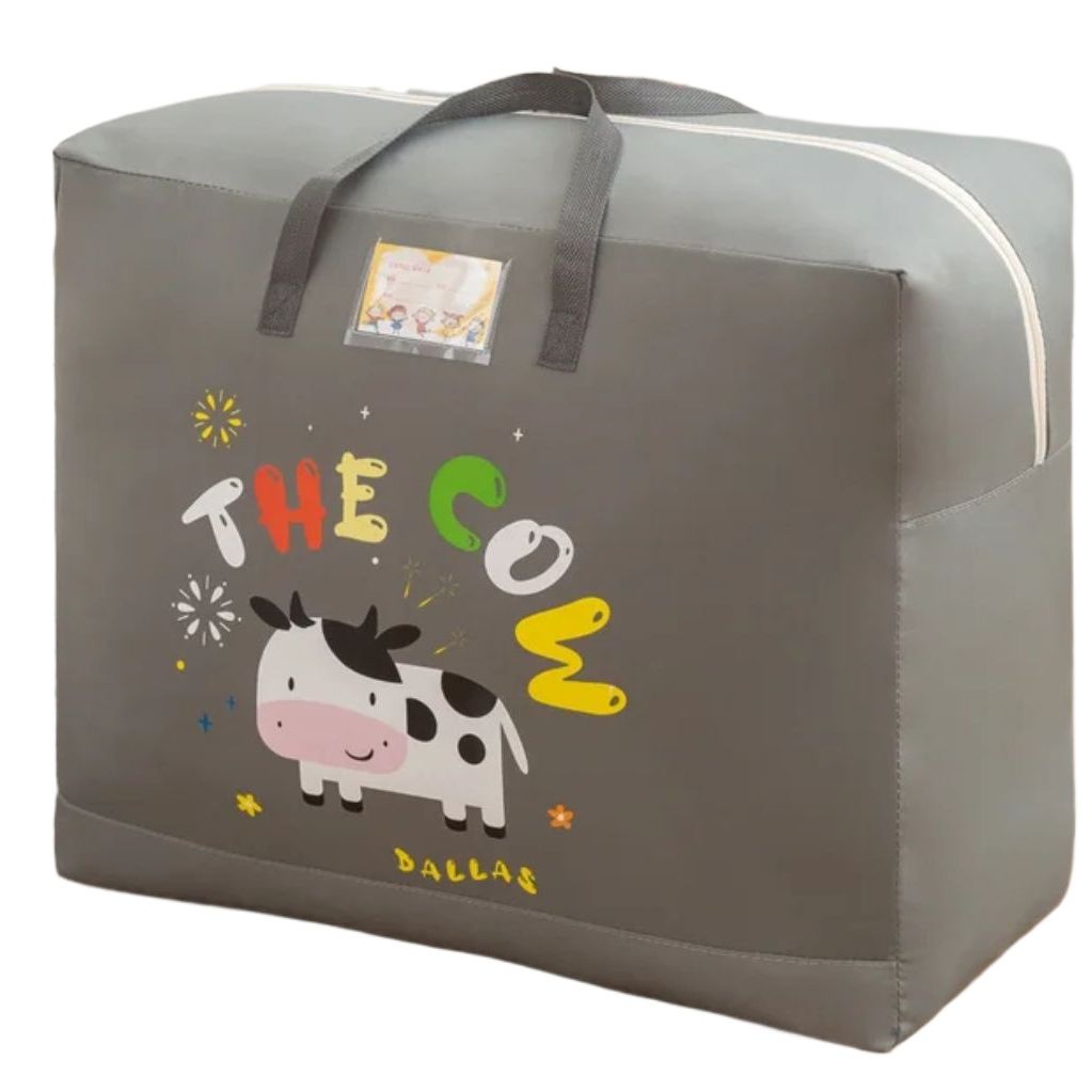 Multi-Purpose Wardrobe Dino Bag with Cartoon Pattern, Double Zipper Quilt Storage, Bedsheet and Blanket Storage Box, Foldable Travel Bag for Women, Handbags, and Luggage