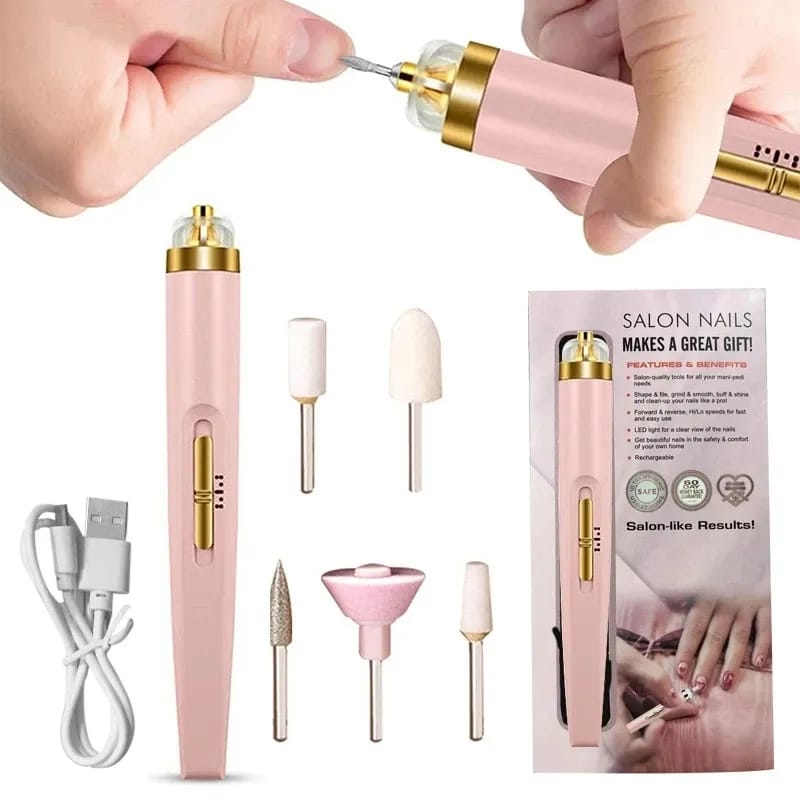 Finishing Touch Flawless Rechargeable Electric Nail Drill – Professional Salon Nail Manicure & Pedicure Kit, Nail File Bits Set, Nail Filer & Nail Art Machine Electric Nail Care Tool