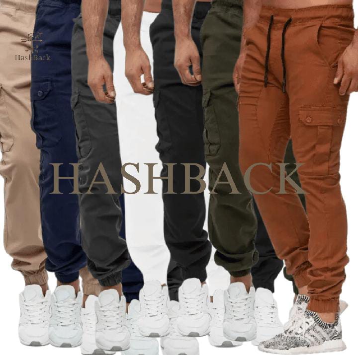 HashBack 6 pockets Cargo Jogger Trousers for Men Elasticated Bottom - Stylish and Premium Quality Men's Trousers