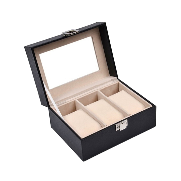 Myle Cart Watch Storage Organizer Box 3/6/10/12 Grids PU Leather Display Case for Watches & Jewelry, Black