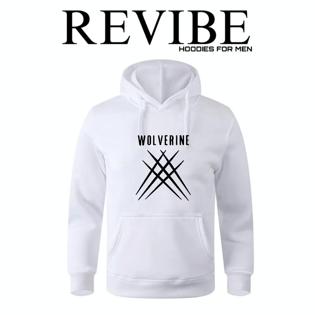 REVIBE - White Wolverine Printed Hoodies For Men
