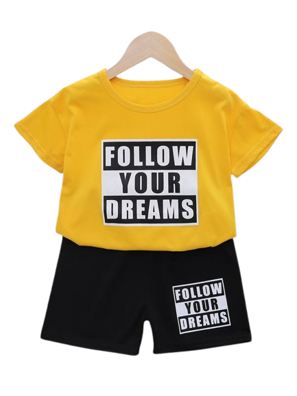 T-Shirts And Short Pants For Baby Girls  & Boys Round Neck Short Sleeves Tee Top's Clothes Sets Dresses Outfit Fajar Stock