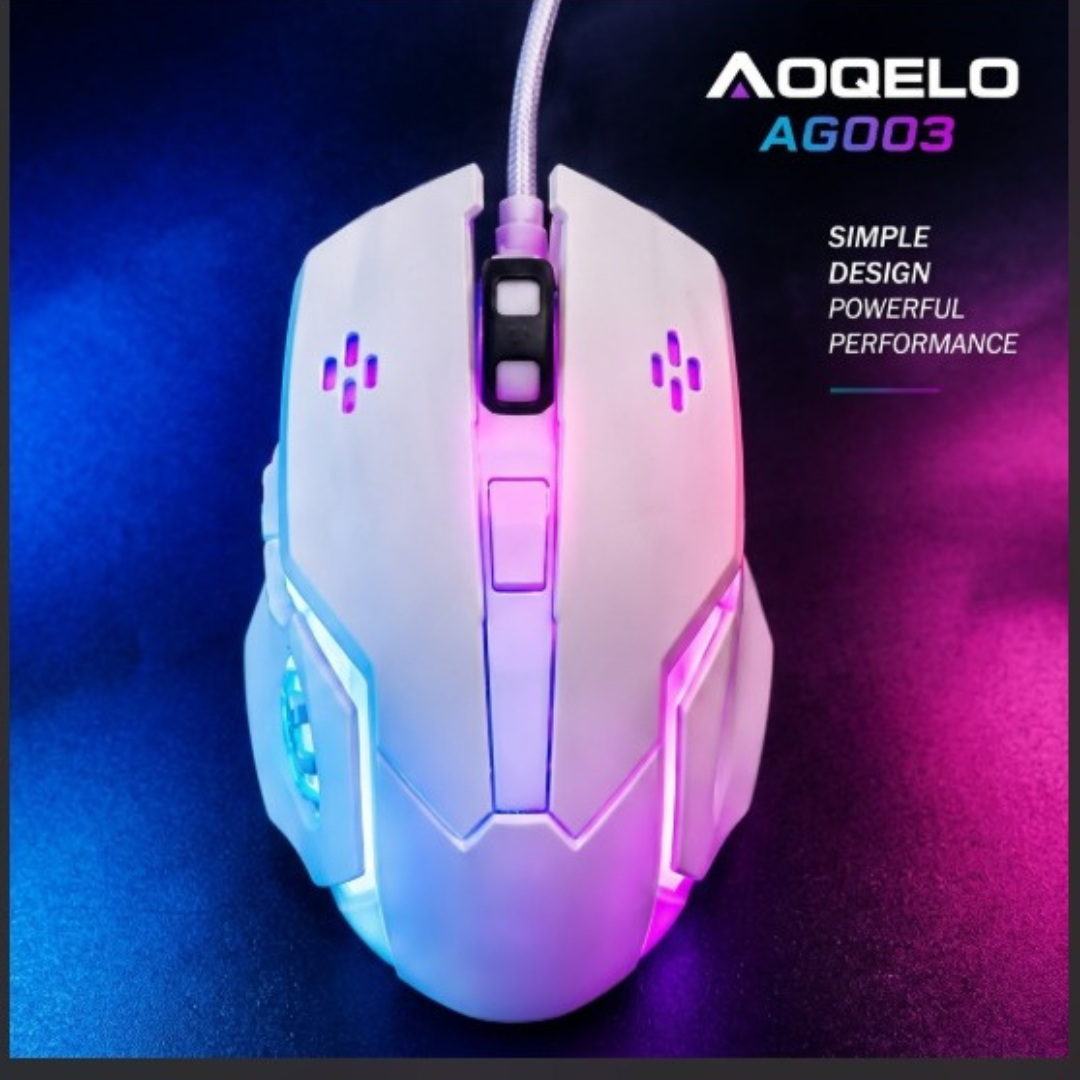 Panorama Wired Gaming Mouse RGB with Adjustable dpi - 6 Button Optical Mice with Mouse Pad for PC, Computer, Gaming, Laptop, Pubg, Mobile - Black and White