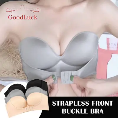 Strapless Front Buckle Bra Wirefree Push Up Non Slip Invisible Women Bra  Underwear