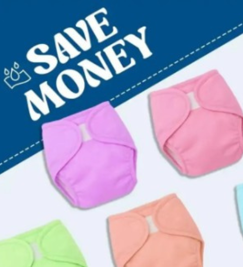 Reusable Cloth Diapers for Baby with Absorbent Inserts – Adjustable One Size Washable Pocket Diaper Kit | Waterproof Leakproof Overnight Diaper Cover for Newborns, Infants & Toddlers (0-3 Years