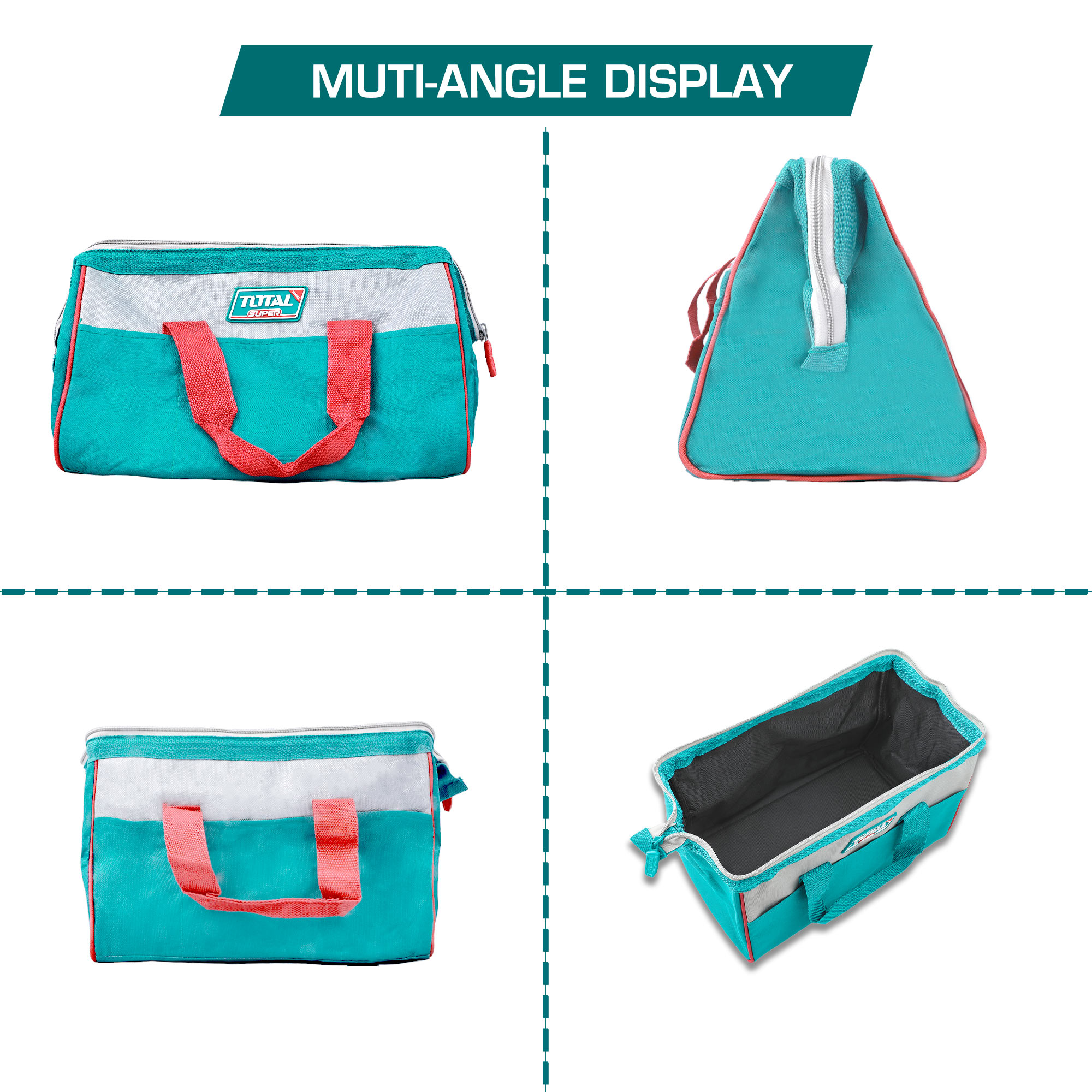 TOTAL 13" Tools Bag with 6 Pockets Outside Tools Storage & Carry Bag THT261325