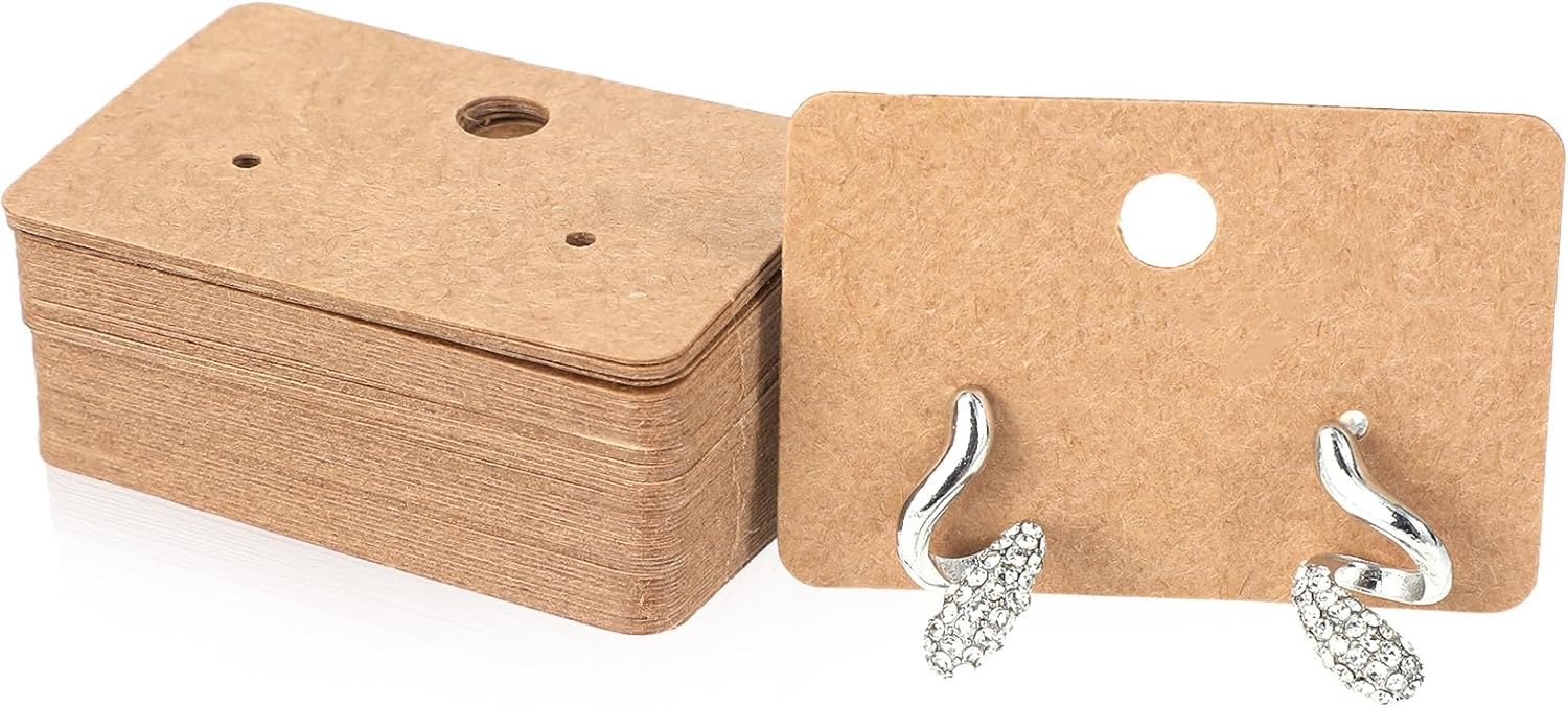 MUZHAUL Earring Display Cards for Jewellery Business | 25/50/100/150/200 PCS | Kraft & White Card Holder for Earrings, Studs & Jewellery Display STANDS | JEWELLERY DISPLAY ORGANIZER