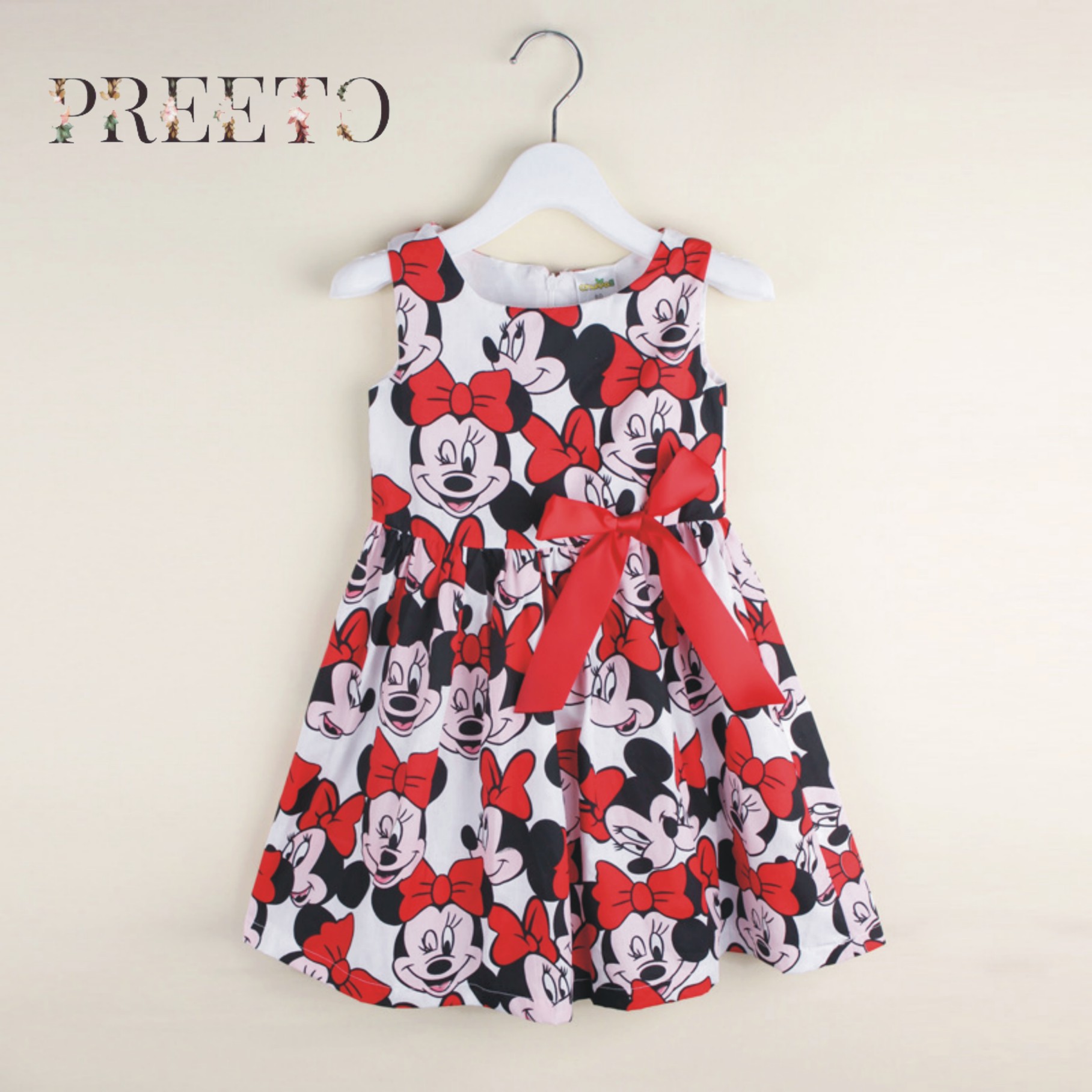 Baby girl dress mini mouse Printed Sleeveless Dress Little Girls Summer Bowtie Dresses - Adorable Summer Fashion for Girls