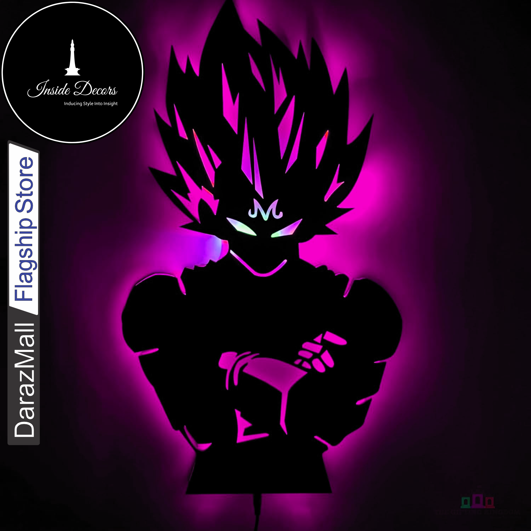 Majin Buu Saga Vegeta 3D LED Wall Lamp – 7mm Wooden DBZ Night Light with Sconces | Dragon Ball Z Decor for Gaming Rooms, Kids Bedroom & Anime Fan Gifts"