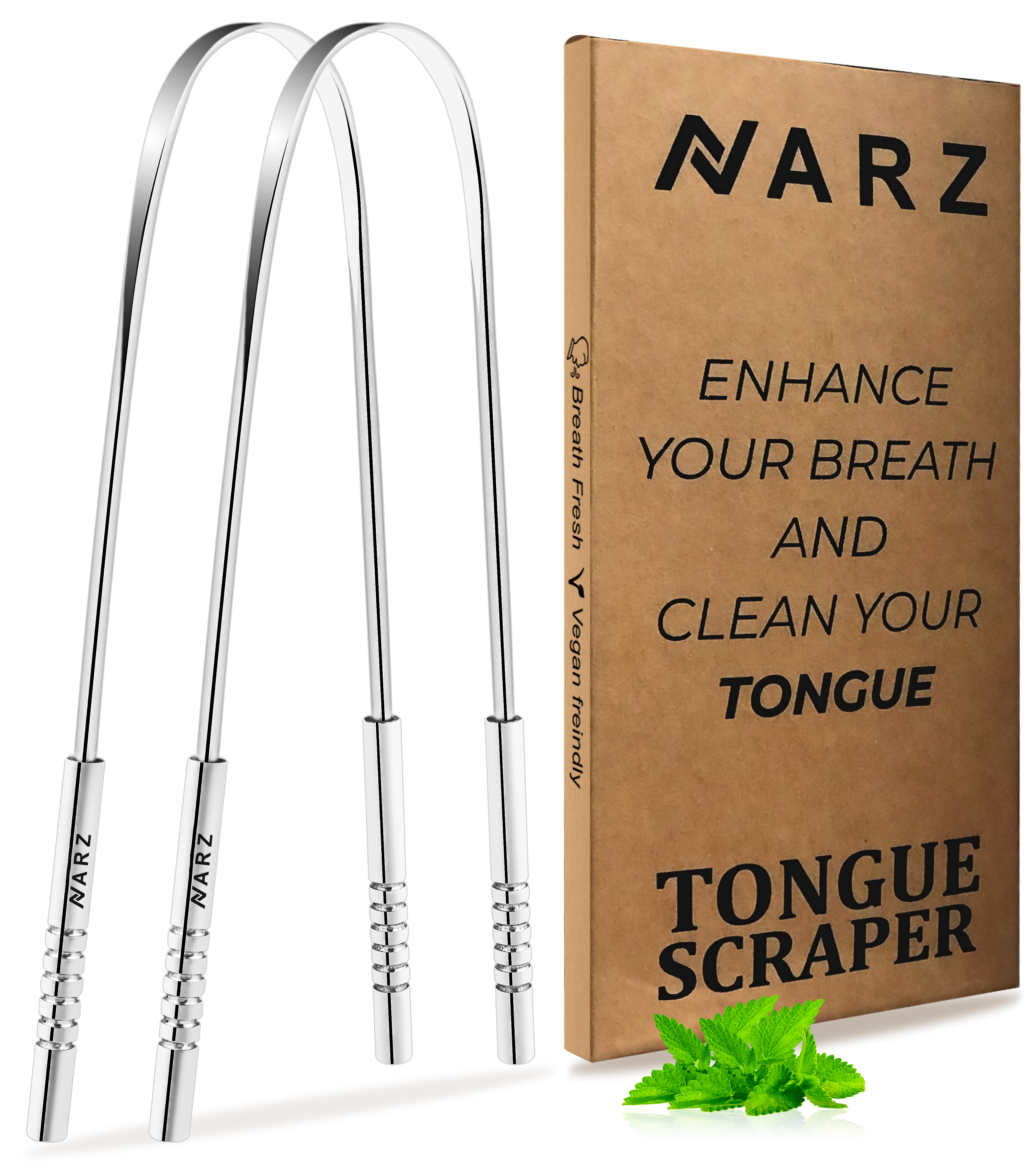 NARZ Tongue Cleaner For Fresh Breath  Hygiene Product With Cardboard Packing Silver Tongue Scrapper For Men & Women