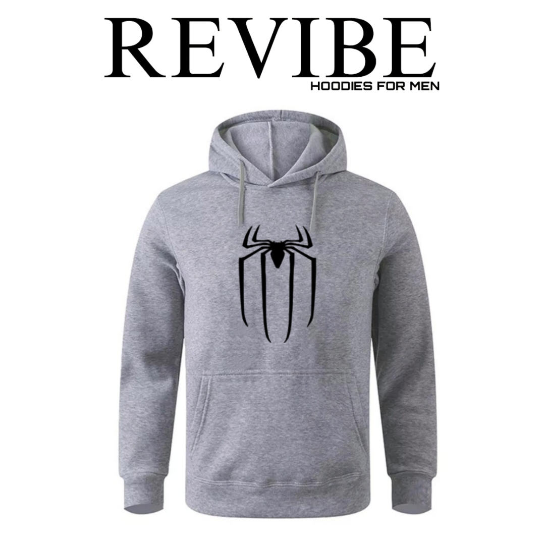 REVIBE - White Spider Printed Hoodies For Men